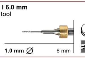 T12/T14 Milling tool - 1.0mm | 6mm Shank (PMMA, Wax, Zr)
