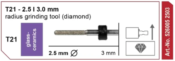 T21 Grinding tool - 2.5mm | 3mm Shank (Diamond coated)