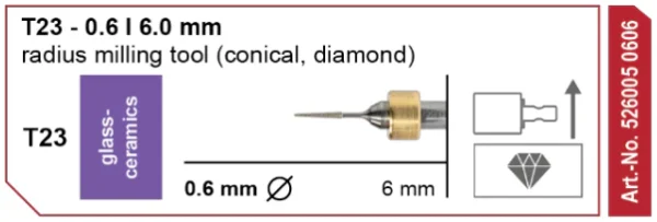 T23 Grinding tool - 0.6mm | 6mm Shank (Diamond Coated)
