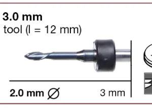 T2/T7 Milling tool - 2.0mm | 3mm Shaft (Ti, CoCr)