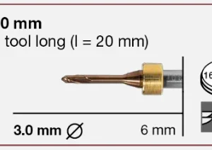 T26 Milling tool - 3.0mm | 6mm Shank - LONG (Ti, CoCr)