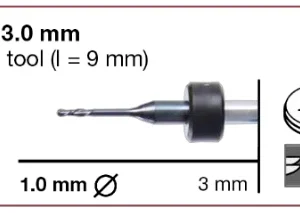 T4/T9 Milling tool - 1.0mm | 3mm Shank (Ti, CoCr)