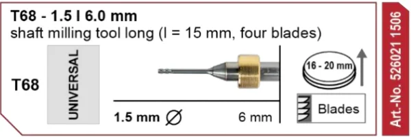 T68 Milling tool - 1.5mm | 6mm Shank(4 Blades)